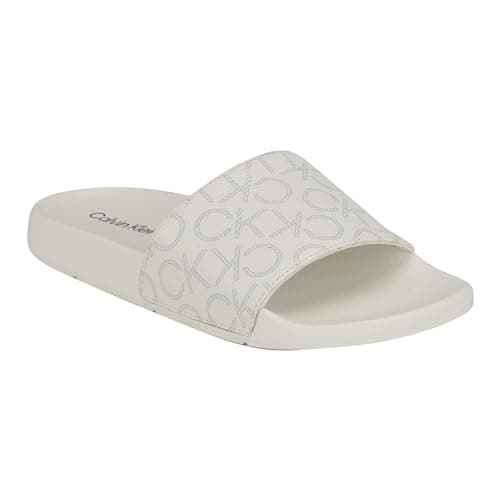 Image of Calvin Klein Women's Athens Slide Sandal, White 140, 5 UK
