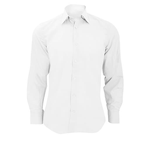 Image of Russell Collection Mens Long Sleeve Poly-Cotton Easy Care Tailored Poplin Shirt (3XL) (White)