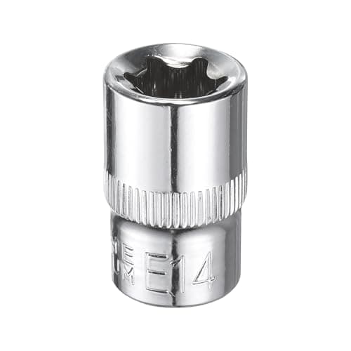 Image of sourcing map E-Torx Socket 3/8" Drive E14 Star Female Socket 1.1" Length External Torx Deep Sleeve CR-V Chrome Plating 6 Point Spline Sleeve for Auto Repairs Home Maintenance