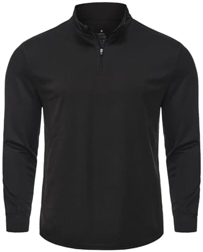 Image of X-thud Mens Quarter Zip Pullover Long Sleeve Shirts Mock Neck Active Workout Tops Black XL