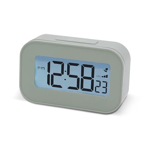 Image of Acctim Kyle Digital Alarm Clock, LCD Digital Display with White Backlight, Snooze Function, Volume Control (Soft Lichen)