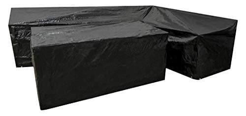 Image of Woodside L Shape Outdoor Garden Corner Sofa & Table Dining Set Cover, Black, 100g/M2, 4