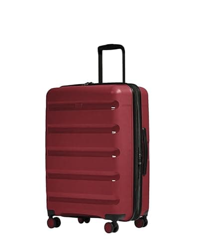 Image of ANTLER - Logo Stripe Hard Shell Medium Suitcase - Durable, Lightweight & Expandable Luggage, 4 Spinner Wheels - Adjustable Handle, TSA Lock, 66 cm - Soft Red