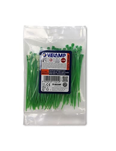 Image of Velamp Plastic Cable Ties 100mm x 2.5mm, Green Electrician's Cable Strap, 100mm Nylon Cable Ties, 100 Pieces