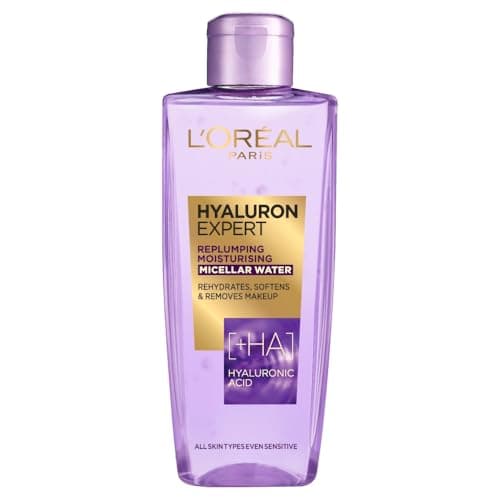 Image of L'Oréal Paris Hyaluron Expert Replumping Micellar Water, Concentrated Hyaluronic acid, effectively removes makeup on face and eyes, hydrated and softer skin, 200ml