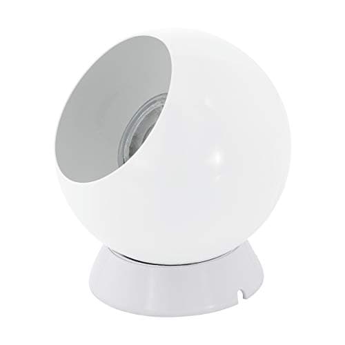 Image of Table Desk Lamp-Colour White Steel-in Line Switch-Bulb GU10-1x3.3W Included - Side Console Free Standing Base Bedside Task Base Set