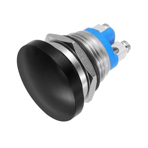 Image of sourcing map 1PCS 5A 250V AC 16mm 5/8" Momentary Mushroom Head Push Button Switch Black 1NO Waterproof IP65 SPST Installing Domed Round 2 Screw Foot Switch
