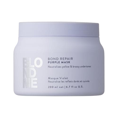 Image of Schwarzkopf Professional BLONDME Bond Repair Purple Mask Hair Treatment Neutralizing Yellow Undertones For Colored Lighthened Bleached Hair Deeply Nourishing And Strengthening 200 ml