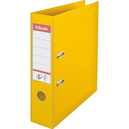 Image of Esselte, A4 Lever Arch File, 75 mm Spine, 500 sheets Capacity, PP, Plastic Cover, No. 1 Mechanism, Files & Folders, Yellow, 5 Pack, 162520