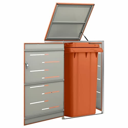 Image of Mogou Single Wheelie Bin Shed,Wheelie Bin Cover Shed, Wheelie Bin Lock, Wheelie Bin Hideaways 69x77.5x115 cm Stainless Steel
