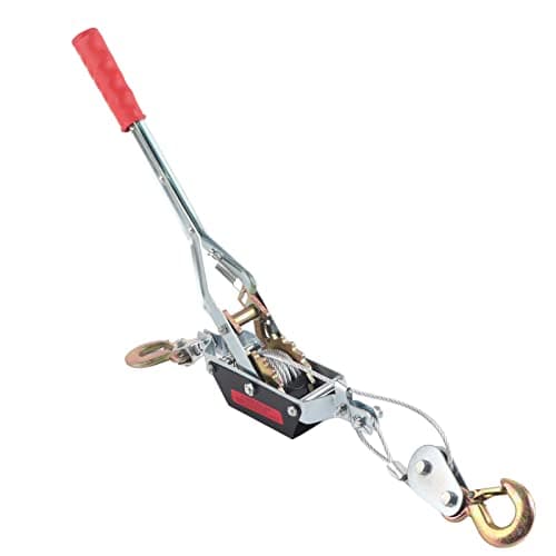 Image of 2/4T Come Along Winch Puller, Cable Ratchet Winch Pulley Hoist Heavy Duty Cable Ratchet Power Puller Tool with 2 Hooks for Lifting Pulling Construction Building (2T)