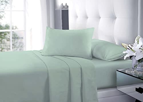 Image of New Flat Sheets Easy Care Soft Cotton Rich Wrinkle Shrinkage and Fade Resistant Fabric Polycotton Flat Bed Sheets (Duck Egg, Double)