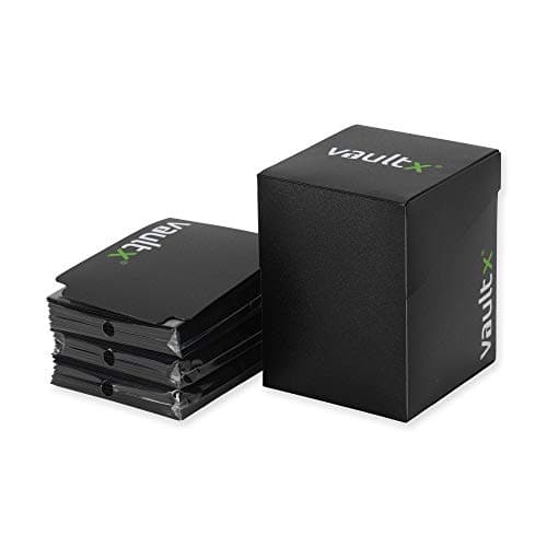 Image of Vault X Large Standard Deck Box with 150 Black Sleeves, fits 100+ Sleeved Trading Cards (Black)