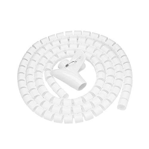 Image of 5M Spiral Wrap Cable Tube Cutable Flexible Cable Tidy Tube Cord Protector Cable Organizer for TV PC Wire Manage and Organize (25mm, White)