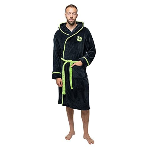 Image of The Beatles Bathrobe Apple Logo Official Black Super Soft Fleece Unisex Medium