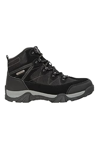 Image of Mountain Warehouse Trail Kids Waterproof Boots - Synthetic Mesh Upper Girls & Boys Shoes, EVA Footbed, High Traction - Best for Spring Summer, Hiking & Outdoors Black Junior Shoe Size 1