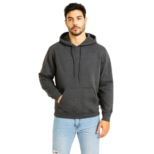 Image of True Face Mens Hoodie Pullover Classic Hooded Fleece Top Plain Ribbed Cuff Long Sleeve Sweatshirt Pull Over Jumper Hoody Top Grey S