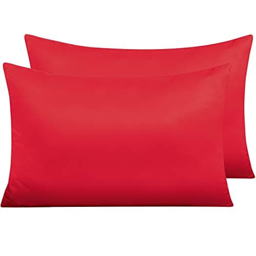 Image of NTBAY 2 Pack Zippered Satin Pillow Cases for Hair and Skin, Luxury Standard Hidden Zipper Pillowcases Set of 2, 50x75 cm, Red