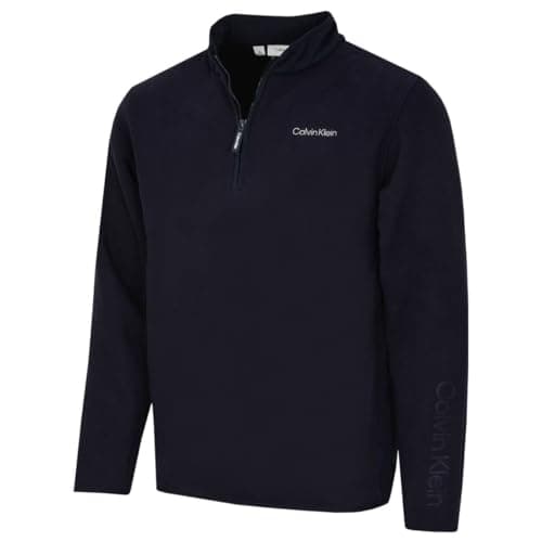 Image of Calvin Klein Mens Thompson Half Zip Fleece Sweater - Navy - L