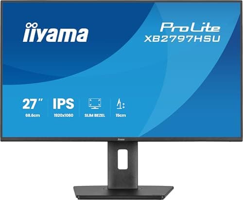 Image of iiyama XB2797HSU-B1 27 inch IPS LCD with 4-side slim bezel, 120Hz, 1ms, 1920x1080, HDMI/DP/USB/USB-C, Height Adjustable Stand
