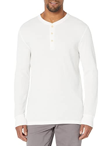Image of Amazon Essentials Men's Regular-Fit Long-Sleeve Waffle Henley Shirt, White, S