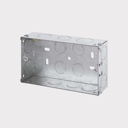 Image of Pushka Home Single & Double 35mm Galvanised Steel Mounting Box | 1 Gang / 2 Gang Metal Back Box | Electrical Box (2 Gang)