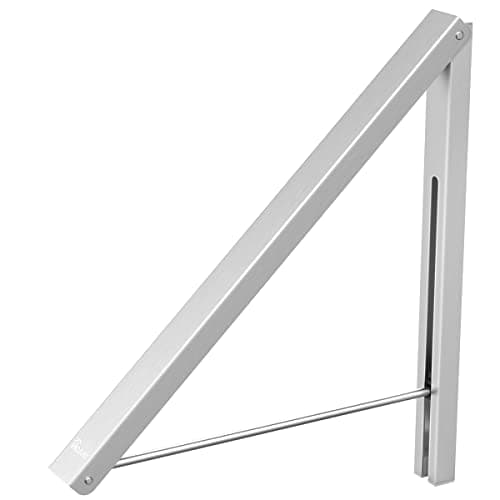 Image of Anjuer Folding Clothes Drying Rack Airer Non-corroding Aluminum Wall Mounted Coat Hanger Rack Space Saving Home Bedroom Storage Suit Hangers Silver