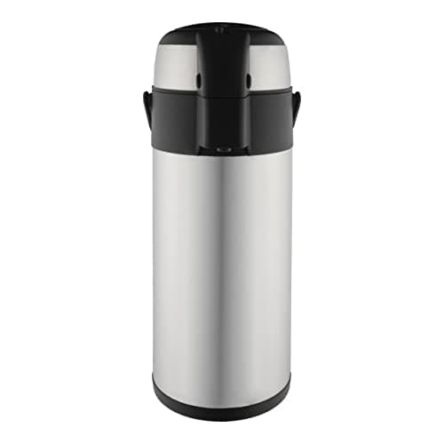Image of Pioneer 5.0L Stainless Steel Push-Pump Airpot, Leakproof Flask for Hot and Cold Drinks, Easy Pump Drink Dispenser for Events, Satin Finish
