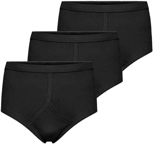 Image of moodies Men's Black Y Fronts Interlock Briefs 100% Cotton Underwear Traditional Brief Y-Front Underpants Pack Of 3 (UK, Alpha, XXL, Regular, Regular, Black)