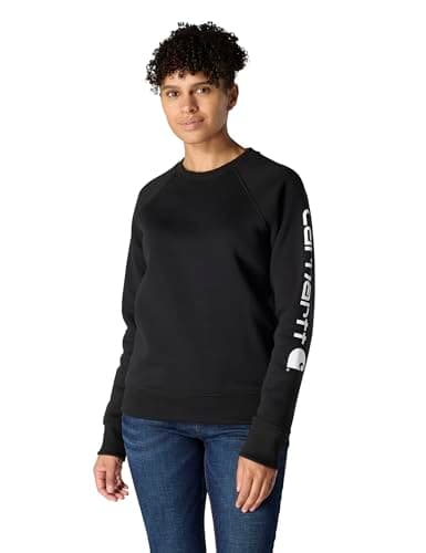 Image of Carhartt Women's Relaxed Fit Midweight Graphic Crewneck Sweatshirt, Black, XS