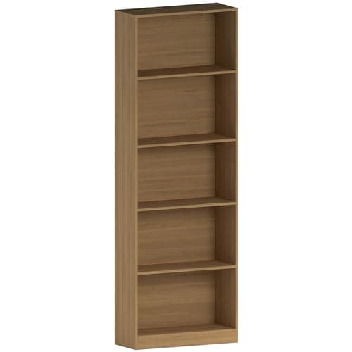 Image of Vida Designs Cambridge 5 Tier Extra Large Bookcase, Oak Wooden Shelving Display Storage Unit Office Living Room Furniture
