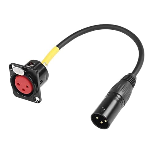 Image of XMSJSIY D-Type XLR Female Panel Mount to XLR Male Connector Pass Through Cable,3 Pin Mic Feed/Pass Thru Converter Compatible with Microphone - 50cm/19.6inch 1PC (Female to Male)