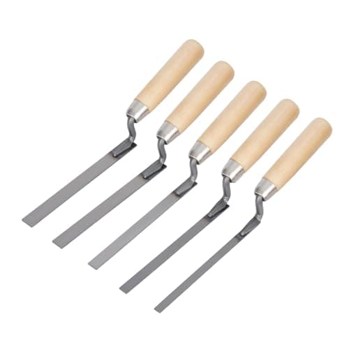 Image of Luckwaii 5 Pcs Pointing Trowel Set 6 8 10 12 14 mm Stainless Steel Finger Trowel Stiff Tuck Repointing Tool with Wooden Handle for DIY & Bricklayer Brickwork Repointing & Gap Filling Tools