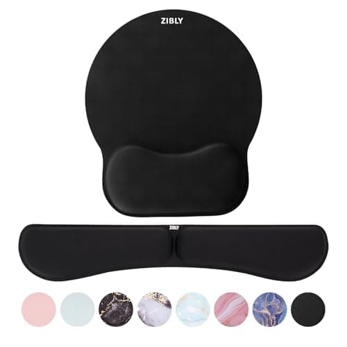 Image of Zibly Keyboard Wrist Rest and Mouse mat Wrist Support, Comfortable Memory Foam Mouse pad Wrist Support Cushion with Anti-Slip Grip for Office Computer Laptop Working Gaming (Black Combo)