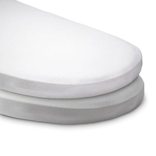 Image of Martex Baby Fitted Pram Sheet, 100% Cotton, White, Twin Pack, 31cm x 73cm (12” x 29”), Antimicrobial, Anti-Allergy, Fully Elasticated, Super Soft