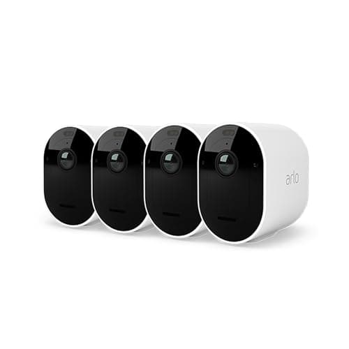 Image of Arlo Essential Security Camera Outdoor, 1080p HD, Wireless CCTV, 4 Cam Kit, No Hub Needed, Colour Night Vision, 2-Way Audio, 6-Month Battery, Free Trial of Arlo Secure Plan, White