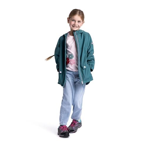Image of Trespass Girls Waterproof Jacket Windproof Hooded Raincoat Longer Length Raincoat Taped Seams Flourish
