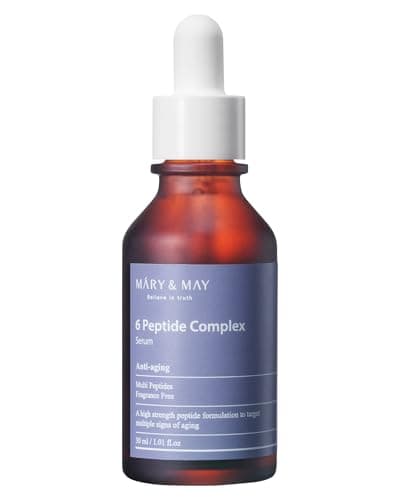 Image of Mary&May 6 Peptide Complex Serum 30ml – Anti-Ageing Face Serum with Copper Peptide & Matrixyl, Water-Light & Fast-Absorbing, for Fine Lines & Firmness, Fragrance Free – Vegan Korean Skincare