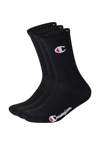 Image of Champion Unisex Basics 3pk Crew Ankle Socks, Black, 9-10.5 UK