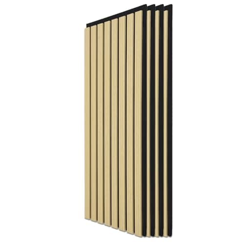 Image of Art3d 4-Pack Acoustic Wood Slat Wall Panels for Interior Decor, 3D Fluted Sound Absorbing Wood Paneling for Accent Wall Ceiling Kitchen Living Room Bedroom Office, 23.6 x 11.8 inch Oak