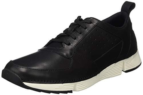Image of Clarks Men's Tri Sprint Low Top Sneakers, Black Black Leather Black Leather, 8 UK