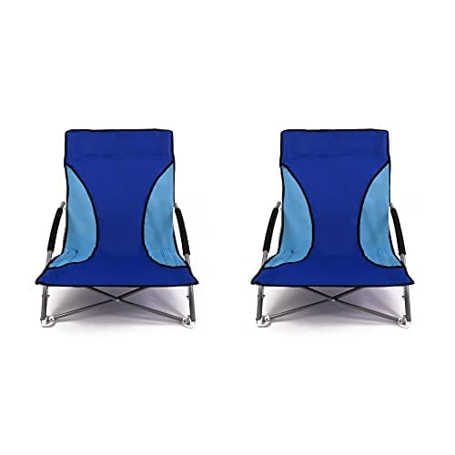 Image of Nalu Folding Low Camping Chair Lightweight Foldable Portable Garden Beach Seat - Blue (2-pack)