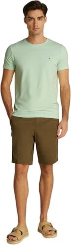 Image of Tommy Hilfiger Men’s Short Sleeve Round Neck Slim Fit Stretch T-Shirt, Green (Opal Green), S