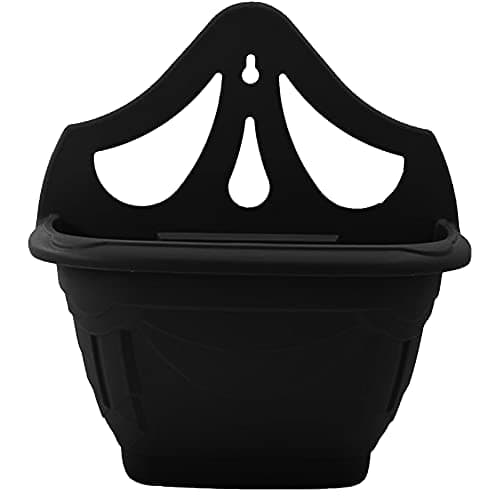 Image of ANGIX 31cm Venetian Wall Planter - Black Decorative Plastic Wall Mounted Plant Pot for Indoor & Outdoor Use, Lightweight Vertical Garden Planter for Flowers, Vines, Balcony & Patio