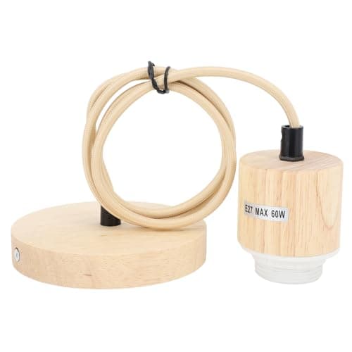 Image of E27 Ceiling Pendant Light Fitting, E27 Vintage Antique Wood Pendant Light Fitting Lamp Holder