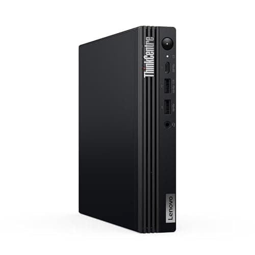 Image of Lenovo ThinkCentre M70q Gen 5 Tiny Desktop PC, Intel Core i3-14100T, 16GB DDR5 RAM, 512GB PCIe SSD, Windows 11 Pro, Wi-Fi, Black (12TESFNN00)