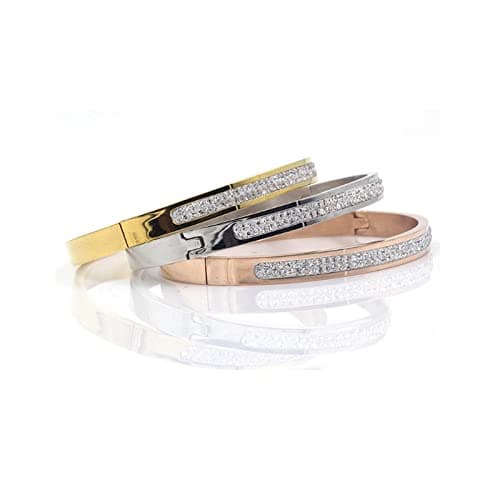 Image of Exquisite Bracelet Bangles Gift Box, 1 Silver, 1 Gold, 1 Rose Gold, Friendship Jewelry for Women, Girls, Teens and Friends, 17cm,6.69 inches
