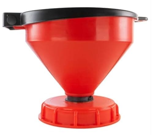 Image of Fuel Funnel with Fine Mesh Filter and Handle for Easy Refilling - Thick Plastic Fuel Funnel for Petrol, Diesel, Oil, Ad-blue, Water, Screen Wash (With Cap & Lid)