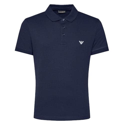 Image of Emporio Armani Men's Piquet Polo Shirt Navy Blue, Navy Blue, XL