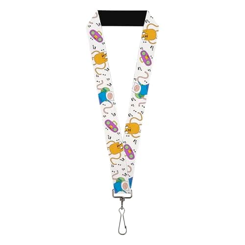 Image of Buckle-Down Cartoon Network Lanyard, Adventure Time Finn and Jake Long Arms Dancing Pose White, Elastic, White, 44" x 1"